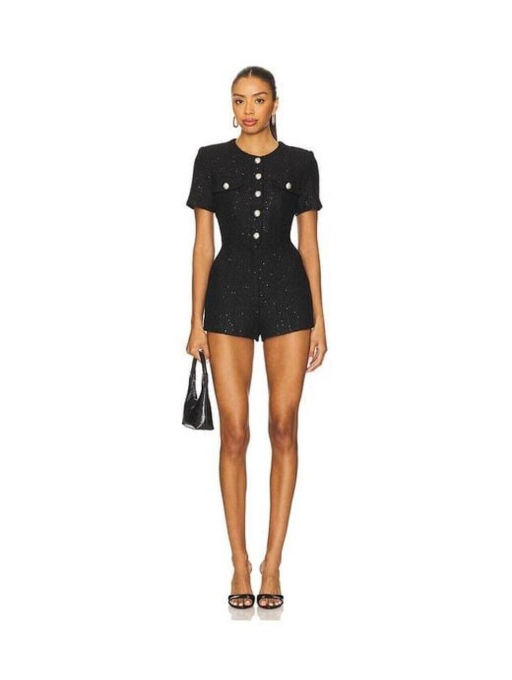 Bardot Women's Black Estelle Boucle Playsuit